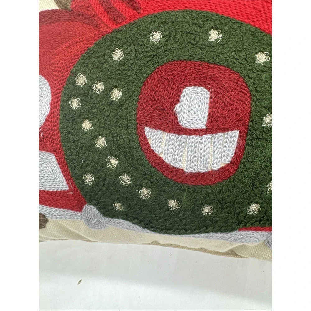 Christmas Holiday Throw Pillow Vintage Truck With‎ Tree Beige 17